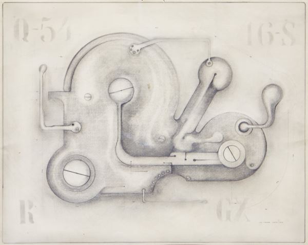 Jan Wagner: Detail stroje / 1970, kresba tužkou, papír, 38 x 47 cm