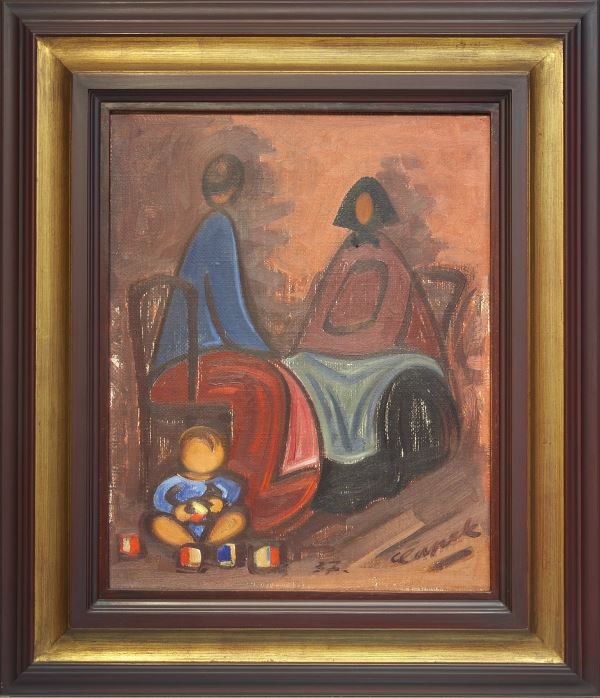Josef Čapek: V růžové světnici / olej, plátno, 1937, 56 x 45 cm